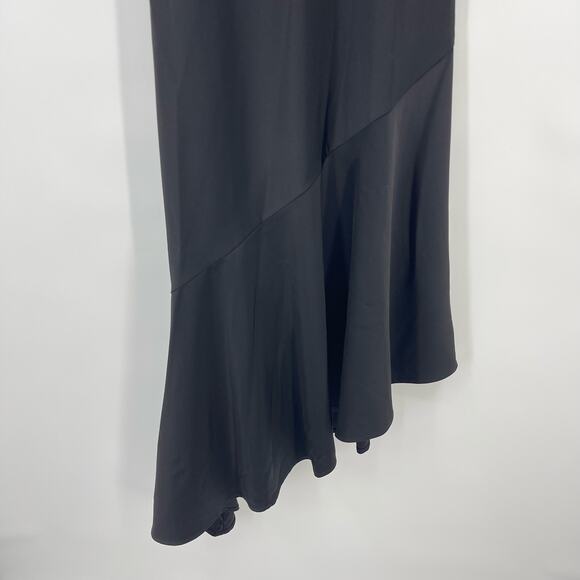 NBD | Brigitta Midi Dress in Black Satin Lace Asymmetrical Slip S - Picture 9 of 15